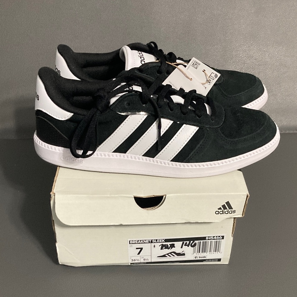 Adidas Black and White Suede Sneakers